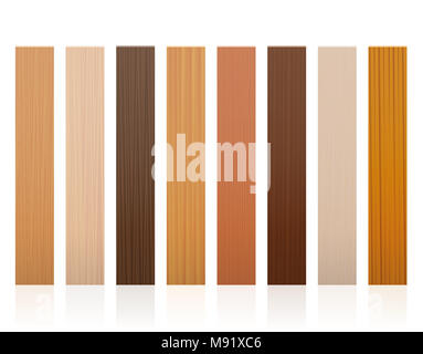 Holzlatten. Sammlung von Holz Bretter, verschiedene Farben, Lasuren, Texturen aus verschiedenen Bäumen zu wählen. Stockfoto