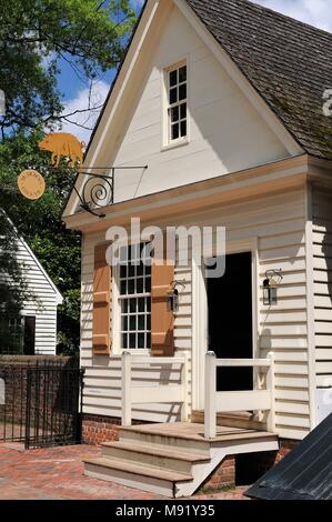 Die Dubois Lebensmittelgeschäft in Colonial Williamsburg, Virginia Stockfoto