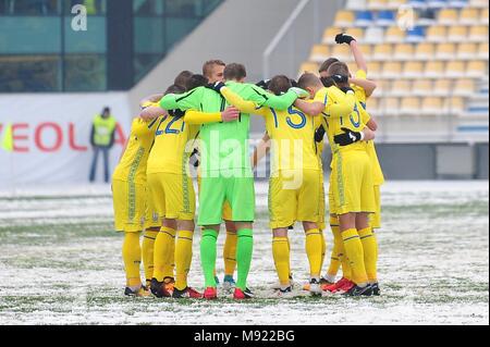 Ukraine Team - UEFA U 19 Meisterschaft 2018, Elite Rund - Spiel zwischen Schweden und Ukraine, Foto: Cronos/Cristian Stavri, Ploiesti, 21. März 2018 Stockfoto