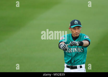 Stadion Peoria, Arizona, USA. 21 Mär, 2018. Ichiro Suzuki (Seeleute), 21. MÄRZ 2018 - MLB: Ichiro Suzuki von den Seattle Mariners während einer MLB Major League Baseball Frühling Training Spiel bei Peoria Stadium, California, United States. Credit: YUTAKA/LBA SPORT/Alamy leben Nachrichten Stockfoto