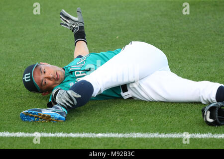 Stadion Peoria, Arizona, USA. 21 Mär, 2018. Ichiro Suzuki (Seeleute), 21. MÄRZ 2018 - MLB: Ichiro Suzuki von den Seattle Mariners während einer MLB Major League Baseball Frühling Training Spiel bei Peoria Stadium, California, United States. Credit: YUTAKA/LBA SPORT/Alamy leben Nachrichten Stockfoto