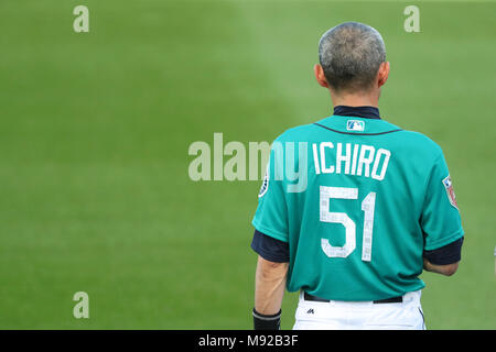 Stadion Peoria, Arizona, USA. 21 Mär, 2018. Ichiro Suzuki (Seeleute), 21. MÄRZ 2018 - MLB: Ichiro Suzuki von den Seattle Mariners während einer MLB Major League Baseball Frühling Training Spiel bei Peoria Stadium, California, United States. Credit: YUTAKA/LBA SPORT/Alamy leben Nachrichten Stockfoto