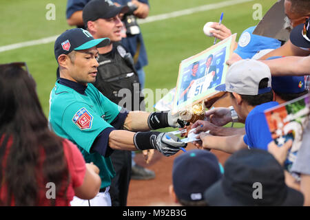 Stadion Peoria, Arizona, USA. 21 Mär, 2018. Ichiro Suzuki (Seeleute), 21. MÄRZ 2018 - MLB: Ichiro Suzuki von den Seattle Mariners während einer MLB Major League Baseball Frühling Training Spiel bei Peoria Stadium, California, United States. Credit: YUTAKA/LBA SPORT/Alamy leben Nachrichten Stockfoto