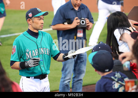 Stadion Peoria, Arizona, USA. 21 Mär, 2018. Ichiro Suzuki (Seeleute), 21. MÄRZ 2018 - MLB: Ichiro Suzuki von den Seattle Mariners während einer MLB Major League Baseball Frühling Training Spiel bei Peoria Stadium, California, United States. Credit: YUTAKA/LBA SPORT/Alamy leben Nachrichten Stockfoto
