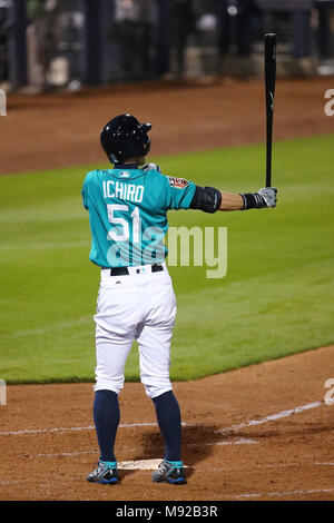 Stadion Peoria, Arizona, USA. 21 Mär, 2018. Ichiro Suzuki (Seeleute), 21. MÄRZ 2018 - MLB: Ichiro Suzuki von den Seattle Mariners während einer MLB Major League Baseball Frühling Training Spiel bei Peoria Stadium, California, United States. Credit: YUTAKA/LBA SPORT/Alamy leben Nachrichten Stockfoto