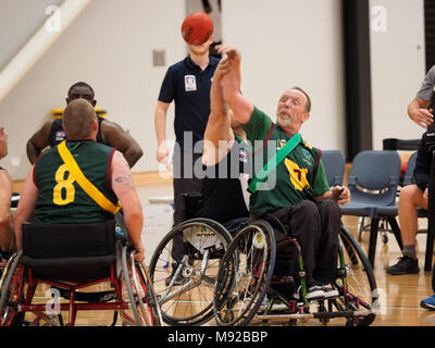 Melbourne, Australien. 22. März 2018. 2018 Rollstuhl Aussie Rules nationale Meisterschaft. Victoria vs Tasmanien. Credit Bill Forrester/Alamy leben Nachrichten Stockfoto