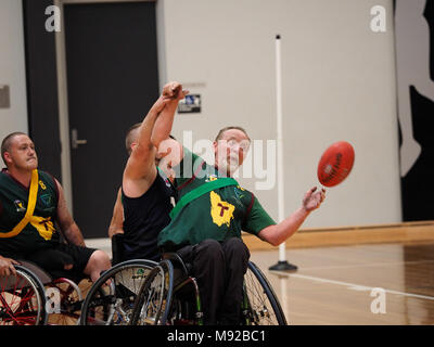 Melbourne, Australien. 22. März 2018. 2018 Rollstuhl Aussie Rules nationale Meisterschaft. Victoria vs Tasmanien. Credit Bill Forrester/Alamy leben Nachrichten Stockfoto