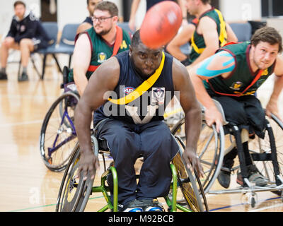 Melbourne, Australien. 22. März 2018. 2018 Rollstuhl Aussie Rules nationale Meisterschaft. Victoria vs Tasmanien. Credit Bill Forrester/Alamy leben Nachrichten Stockfoto