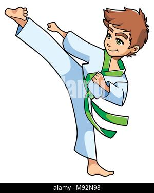 Karate Kick Boy Stock Vektor