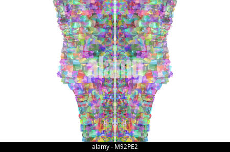 Farbige abstrakte überlappende Würfel oder Boxen, Muster, digitale generative Kunst für Design Textur & Hintergrund, isoliert auf Weiss. Stockfoto