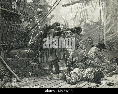 Einnahmen Cutter Erfassen eines amerikanischen Schmuggel Schiff 1765 Stockfoto