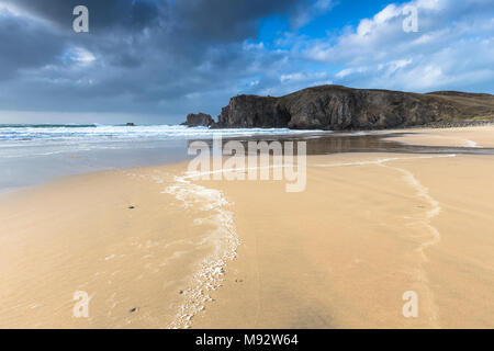 Sturm Strand bei Mangursta auf der Insel Lewis auf den Äußeren Hebriden. Stockfoto