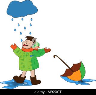 Glucklich Cartoon Regenwolke Stock Vektorgrafik Alamy