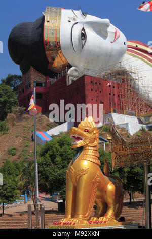 Myanmar, Mon, Mudon, Win sein Taw Ya, liegenden Buddha, Statue, Stockfoto