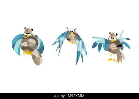 Cute Owl Bilder. Vector Illustration Satz von Eulen in origami Art Stock Vektor