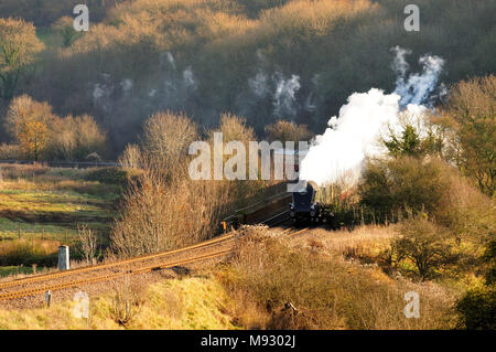 The Bath Xmas Market Railtour passing Freshford, gezogen von Class A4 Pacific No 60019 'Bittern', 6.. Dezember 2008. Stockfoto