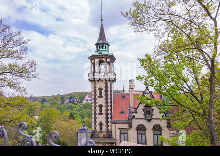 Dresden, Sachsen, Deutschland - Blick auf Villa San Remo in der Villa Quartal Loschwitz. Stockfoto