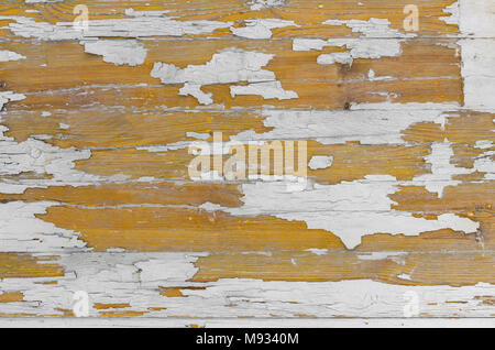 Textur des horizontalen Holzplatten mit alte Farbe blättert ab Stockfoto