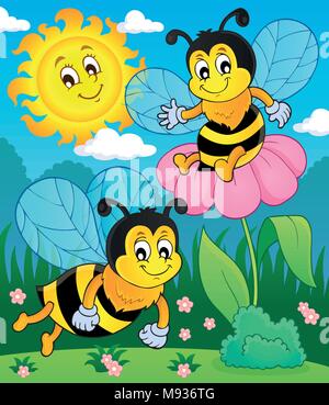 Happy spring Bienen Thema Bild 2-eps 10 Vector Illustration. Stock Vektor