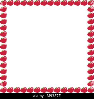 Rote Äpfel square Fotorahmen oder auf weißem Hintergrund grenzt. Vector Template, Poster, Banner, Rahmen mit leeren Kopie Platz für Text. Stock Vektor