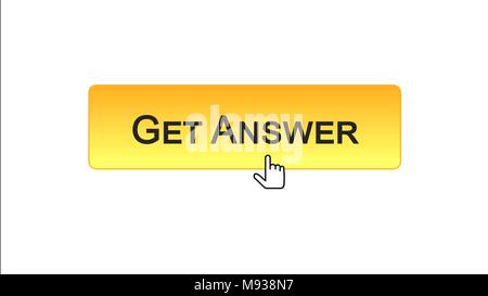 Antwort web interface Button geklickt mit Maus Cursor, orange Farbe, Design, Filmmaterial Stockfoto