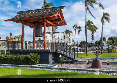 SAN DIEGO, Kalifornien, USA - Yokohama Freundschaft Bell auf Shelter Island in der Stadt, die Beziehung zwischen den Partnerstädten. Stockfoto