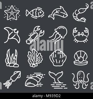 Meer Tiere Icon Set Stock Vektor