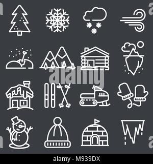 Winter Symbole mit grauem Hintergrund Stock Vektor