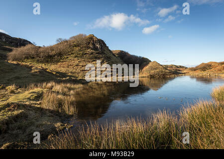 Die Fairy Glen auf der Insel Skye in Schottland. Stockfoto