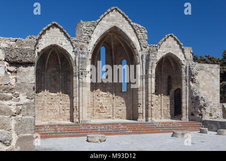 Kirche der Jungfrau der Burgh in der Altstadt von Rhodos Stadt, Griechenland, 11. August 2017 Stockfoto