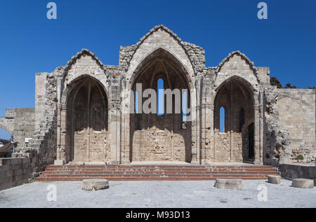 Kirche der Jungfrau der Burgh in der Altstadt von Rhodos Stadt, Griechenland, 11. August 2017 Stockfoto