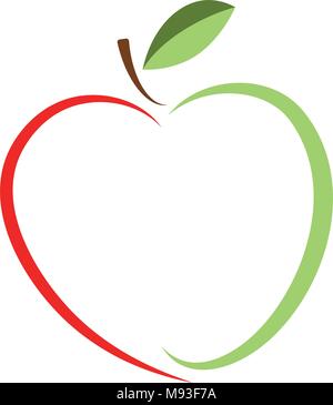 Grüner Apfel und rote Herz - Vektor Logo. Die Idee einer Logo Design für ein Unternehmen von Bio-Produkten, vegetarische Kost, ökologischer Güter und andere. Stock Vektor