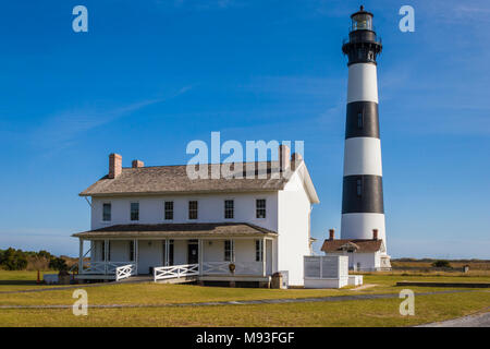 Bodie Island Lighthouse am Outer Banks von North Carolina. Der heutige Leuchtturm wurde 1871 erbaut. Stockfoto