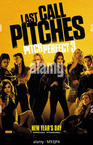 Erscheinungsdatum: Dezember 22, 2107 TITEL: Pitch Perfekt 3 STUDIO: Universal Pictures Regie: Trish Sie PLOT: Nach ihrem Sieg bei der Weltmeisterschaft, die nun getrennt Bellas für einen letzten Gesangswettbewerb in einem Überseeischen USO Tour wiedervereinigen, aber vor einer Gruppe, die beiden Instrumente und Stimmen verwendet. In den Hauptrollen: Poster Art (Credit Bild: © Universal Pictures/Entertainment Bilder) Stockfoto