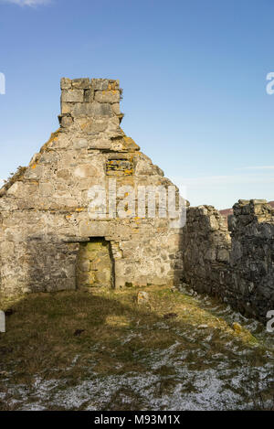 Abgebrochene Croft von Wester Crannich auf Dava Moor in Schottland. Stockfoto