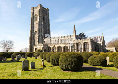 Historische Dorf Pfarrkirche St. Peter und Paul, Lavenham, Suffolk, England, Großbritannien Stockfoto
