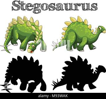 Zwei stegosaurus auf weißem Hintergrund Abbildung Stock Vektor