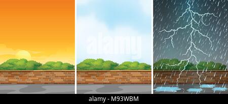 Drei Hintergründe zu verschiedenen Jahreszeiten Abbildung Stock Vektor