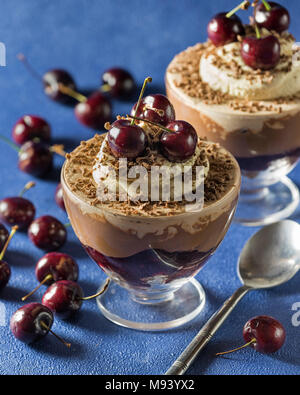 Schwarzwald Kleinigkeit. Black Cherry Chocolate Dessert. Essen Stockfoto