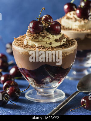 Schwarzwald Kleinigkeit. Black Cherry Chocolate Dessert. Essen Stockfoto