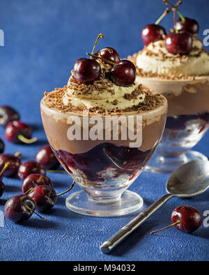 Schwarzwald Kleinigkeit. Black Cherry Chocolate Dessert. Essen Stockfoto