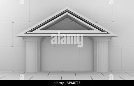 Abstrakte Bank Gebäude teil. Spalten und Dach. 3D-Rendering Stockfoto