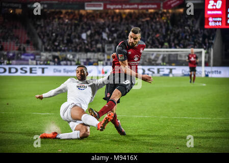 Bronchial-, Nürnberg, Max Morlock Stadion 02.02.2018 - professionelle Fußball, 2.Bundesliga - 1. FC Nürnberg gegen Erzgebirge Aue - Bild: (von L-R) Malcolm Stockfoto