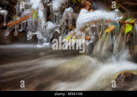Eiszapfen in einem stream Stockfoto