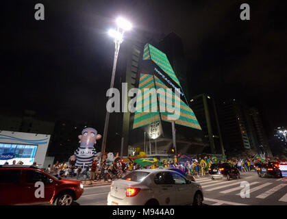 Manifestation, Protest, 03.2016, der Avenida Paulista, Sao Paulo, Brasilien. Stockfoto