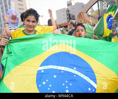 Manifestation, Protest, 03.2016, der Avenida Paulista, Sao Paulo, Brasilien. Stockfoto