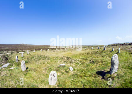 Tregeseal Steinkreis in der Nähe von Pendeen, West Cornwall, Großbritannien Stockfoto