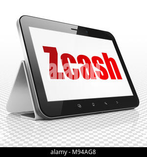 Blockchain Konzept: Tablet Computer mit Zcash auf Anzeige Stockfoto
