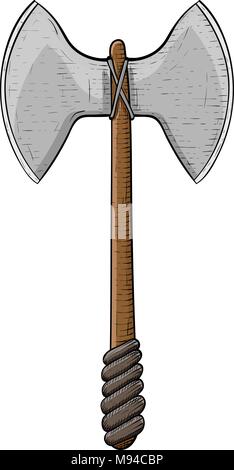 Zwei länglichen Viking Axt. Hand Skizze gezeichnet Stock Vektor