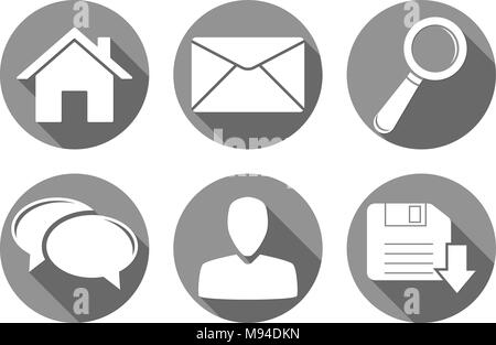 Satz runder grauer internet Symbole Stock Vektor